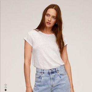 Mango white linen t-shirt. XS. Never worn. No defects. Smoke free home.